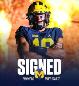 OFFICIAL: 3⭐️ TE Eli Owens has signed with Michigan! Owens is poised to bring toughness, versatility, and high potential to the…..