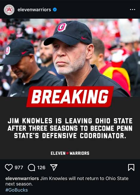 It’s official boys. Not going to lie, I’m pretty shocked about this one Things Got Awkward: Jim Knowles opens up about move from Ohio State to Penn State