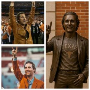 Austin, TX – Hollywood Star and UT Alumnus Matthew McConaughey Honored with Bronze Statue at Darrell K Royal–Texas Memorial Stadium….