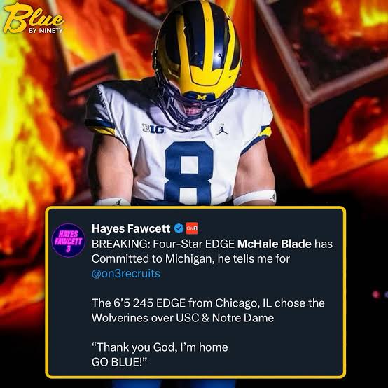 Blue By 90 | BOO〽️ 4⭐️ EDGE McHale Blade Has Committed to Michigan, Bolstering Wolverines’ 2025 Defensive Class…