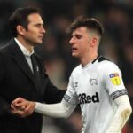 Derby County’s Mason Mount (left) celebrates scoring his side’s     Derby County’s young midfielder….